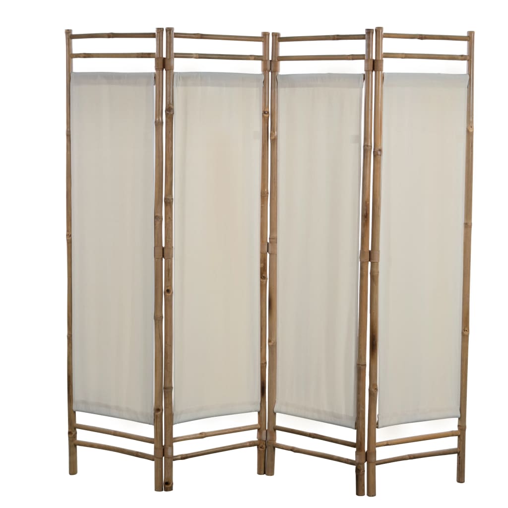 vidaXL Paravan de cameră pliabil cu 4 panouri, bambus și pânză, 160 cm
