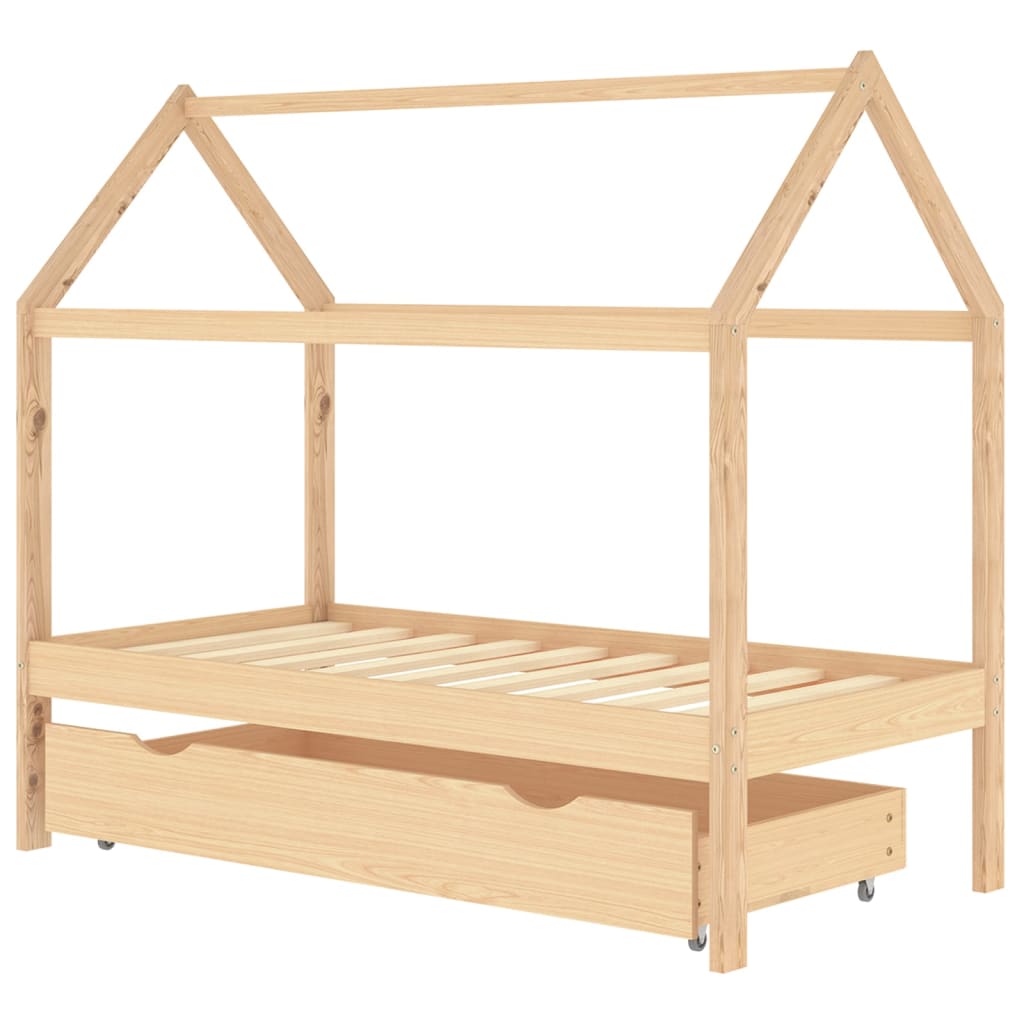 vidaXL Cadru pat pentru copii, cu un sertar, 80x160 cm, lemn masiv pin