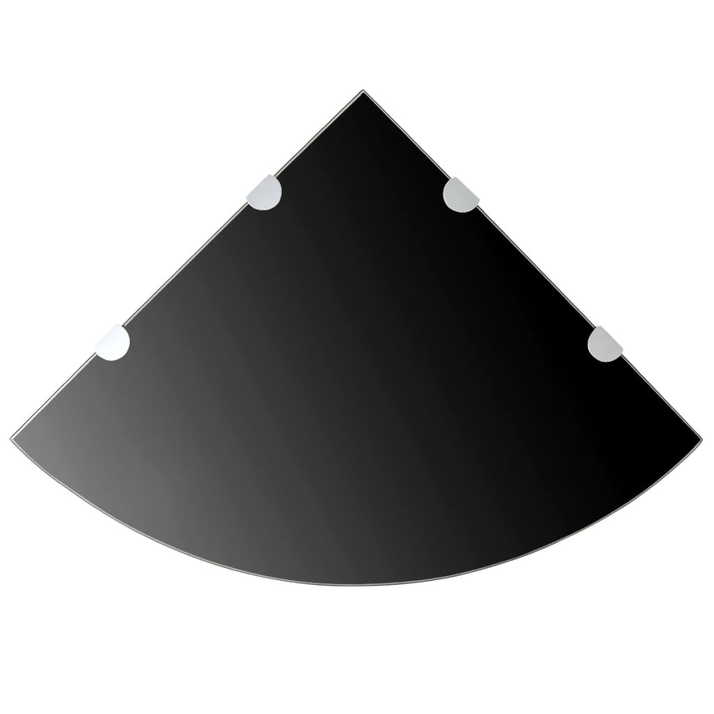 vidaXL Raft de colț cu suporți de crom, sticlă, 45 x 45 cm, negru