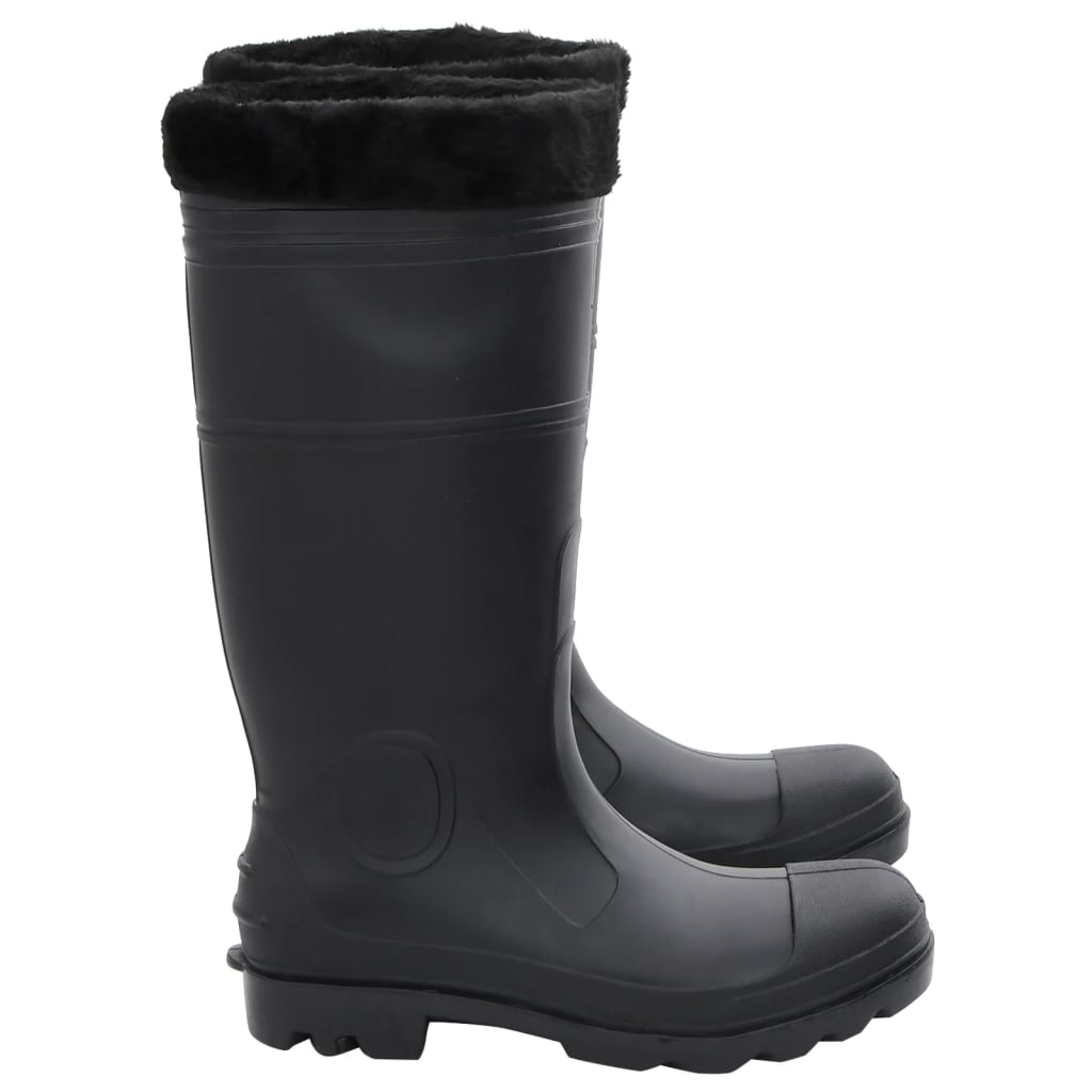 vidaXL Cizme de ploaie cu șosete detașabile, negru, mărime 42, PVC