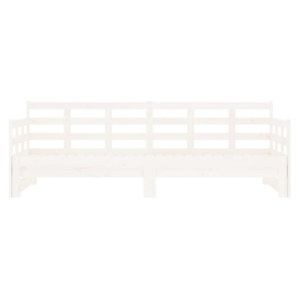 vidaXL Pat de zi extensibil, alb, 2x(90x190) cm, lemn masiv de pin