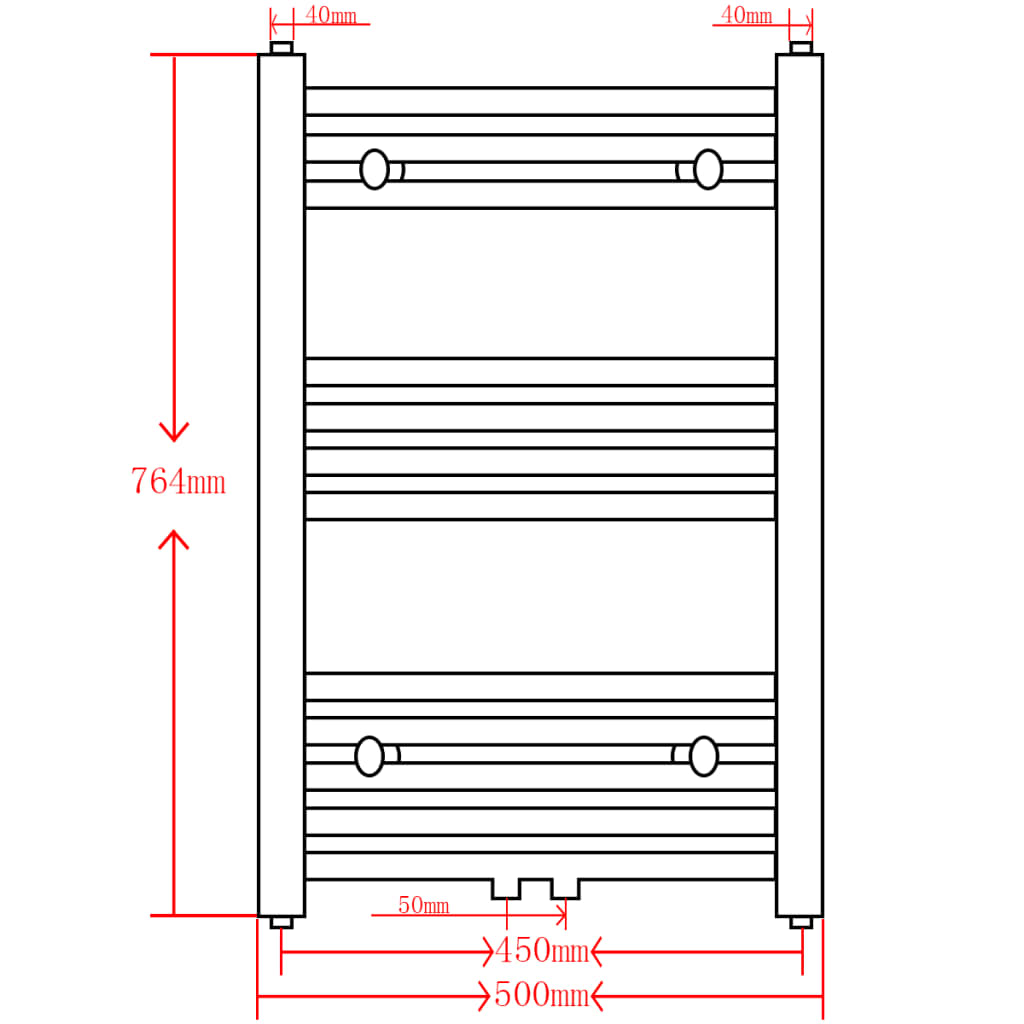 Radiator port-prosop încălzire baie, curbat, negru, 500 x 764 mm