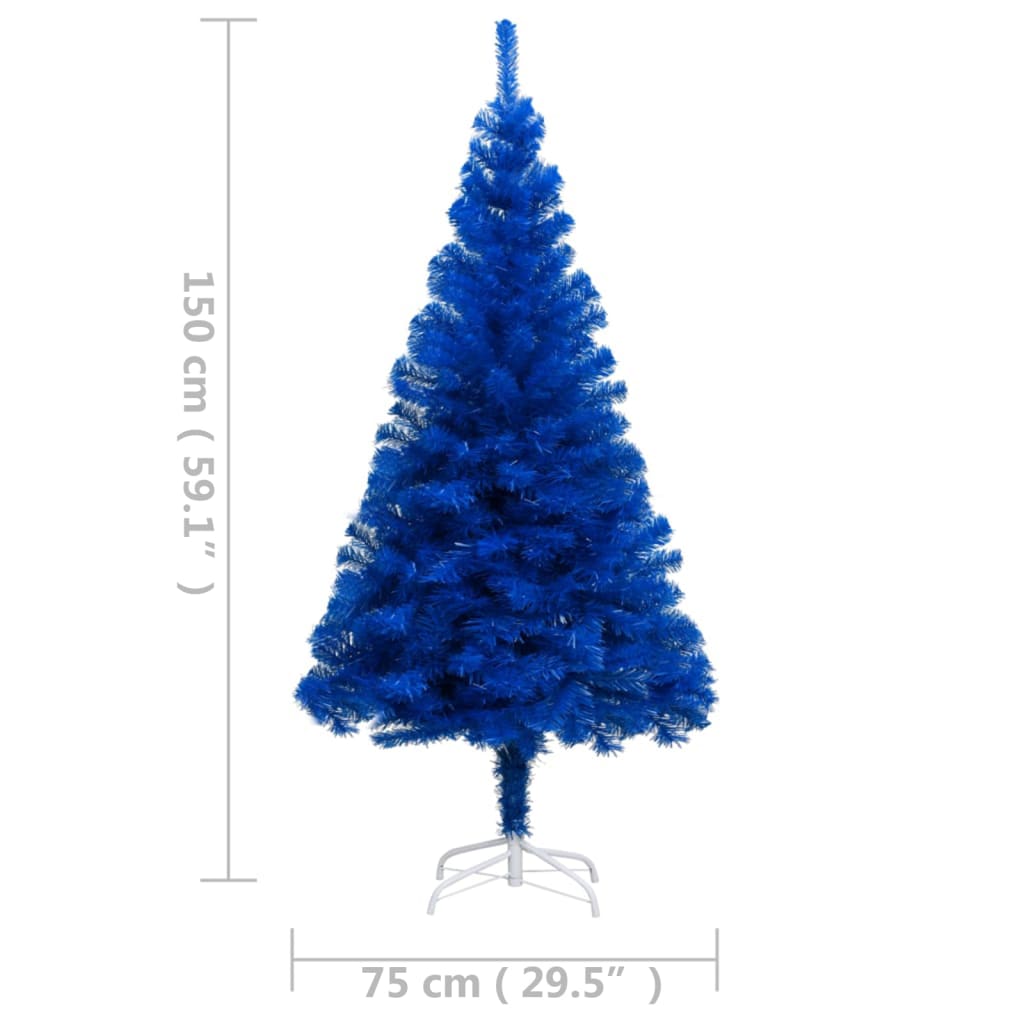 vidaXL Brad Crăciun artificial pre-iluminat/suport albastru 150 cm PVC