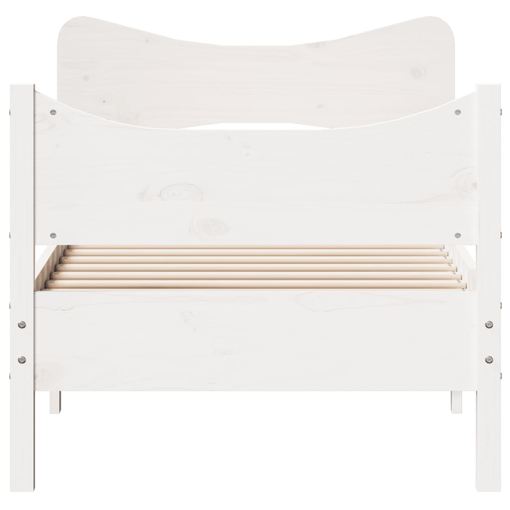 vidaXL Cadru de pat cu tăblie, alb, 75x190 cm, lemn masiv de pin