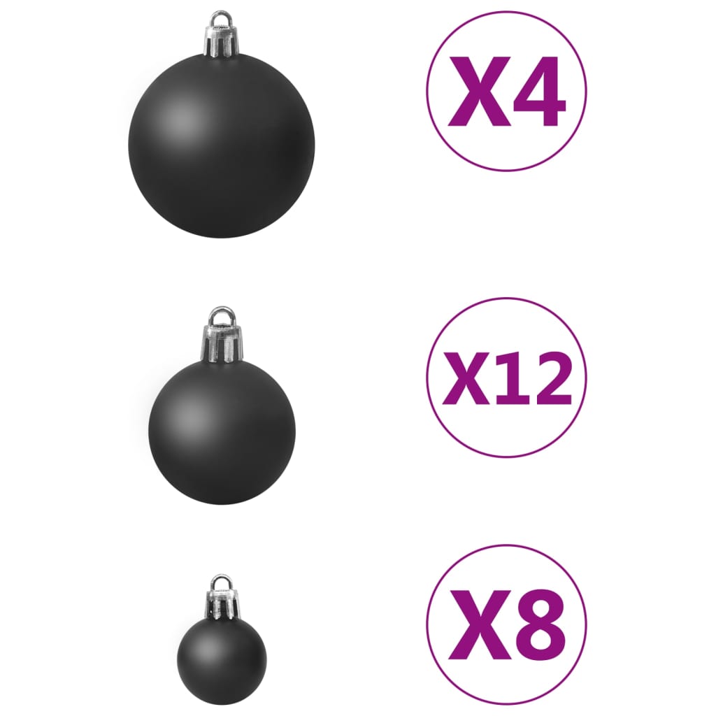 vidaXL Set globuri de Crăciun, 100 piese, negru