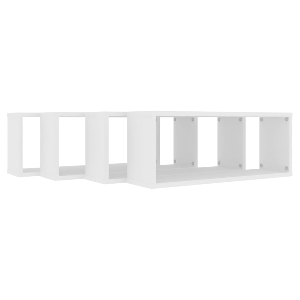 vidaXL Rafturi de perete cub, 4 bucăți, alb, 60x15x23 cm, PAL