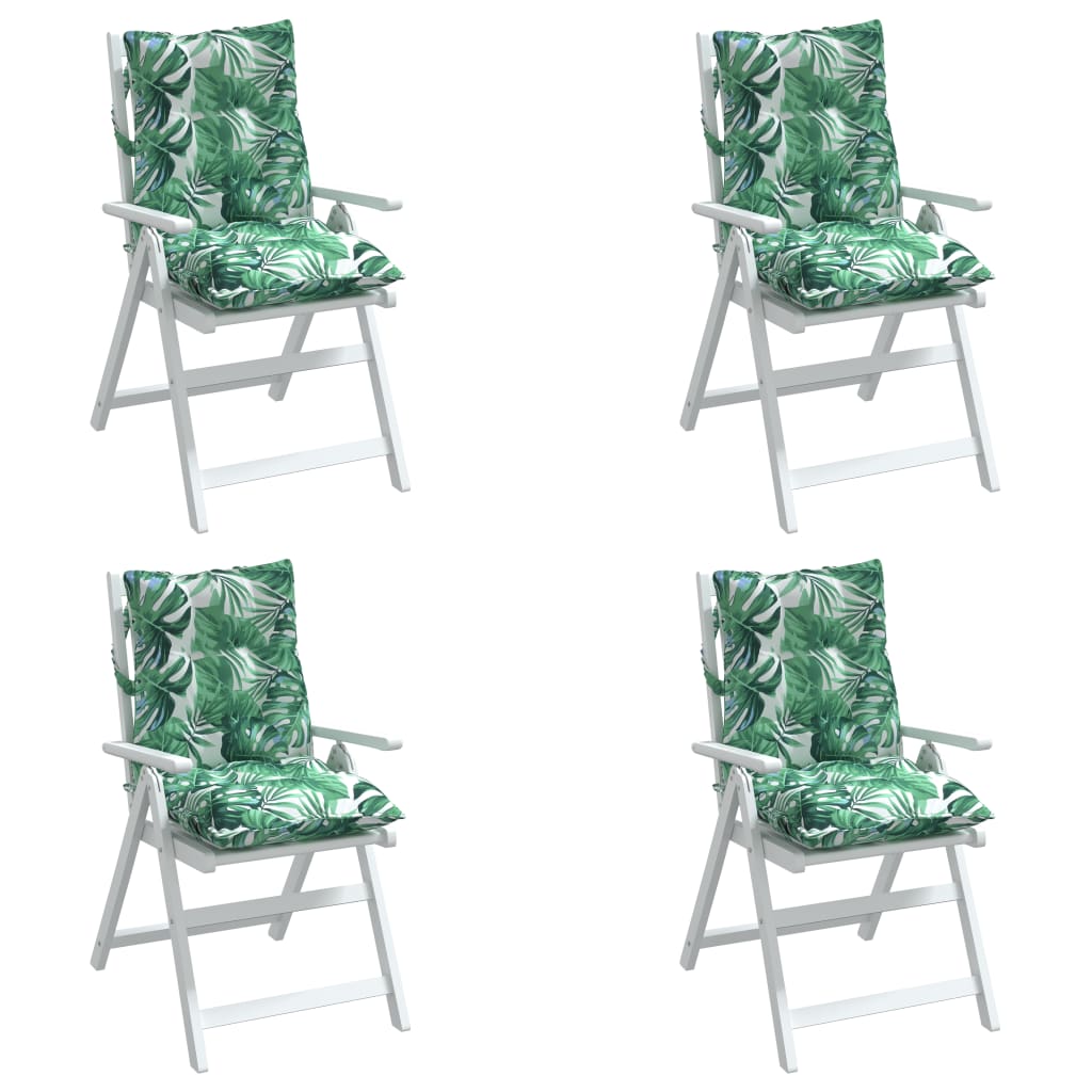 vidaXL Perne de scaun spătar jos, 4 buc., model frunze, textil oxford