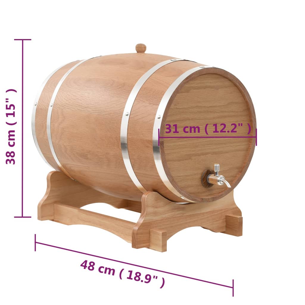 vidaXL Butoi de vin cu canea, stejar masiv, 35 L