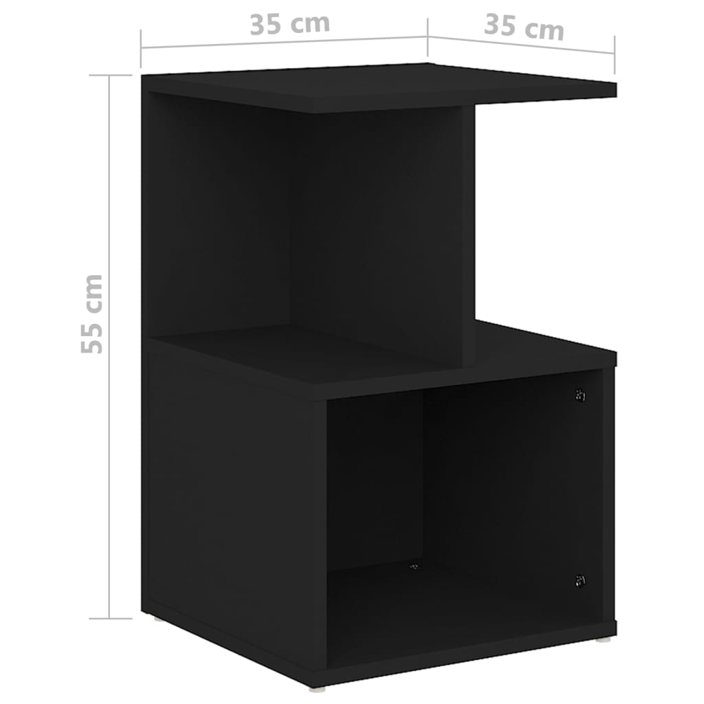 vidaXL Noptiere, 2 buc., negru, 35x35x55 cm, PAL