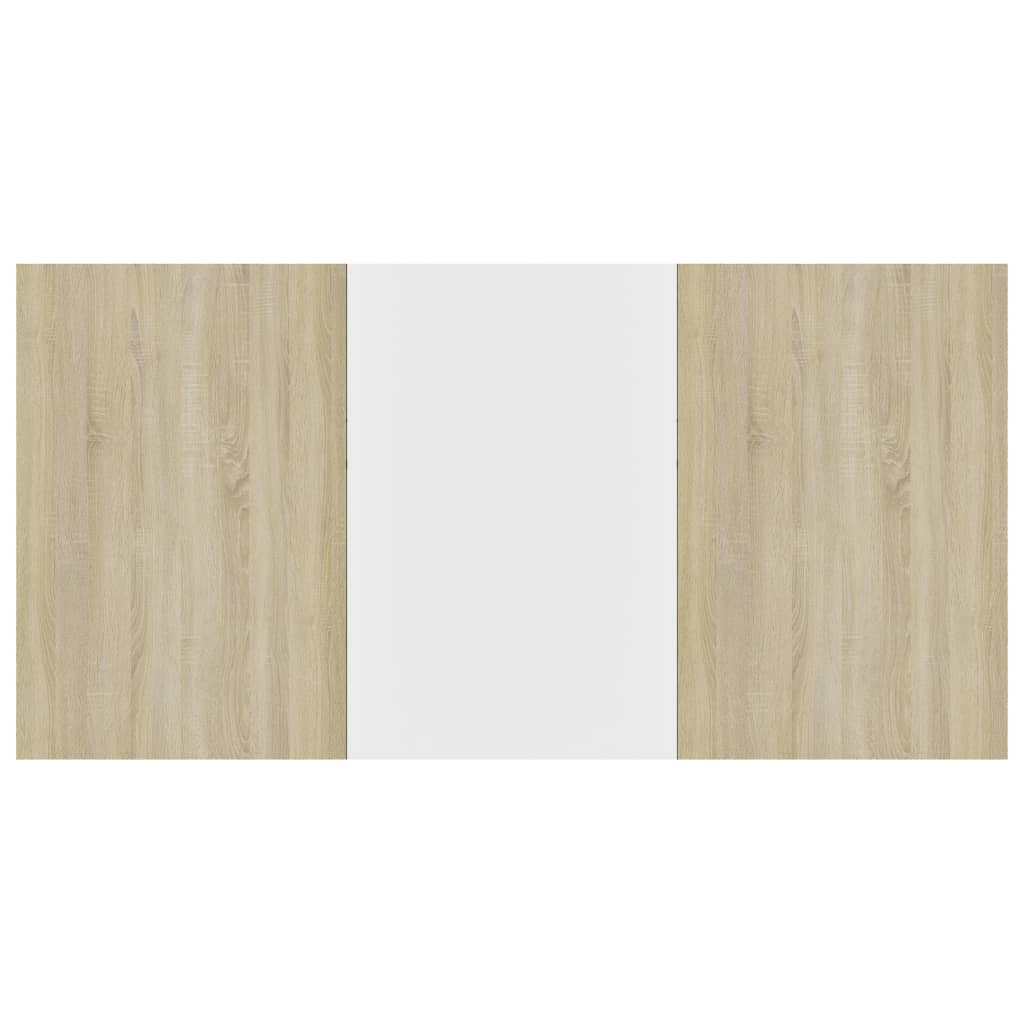 vidaXL Masă de bucătărie, alb și stejar Sonoma, 160 x 80 x 76 cm, PAL