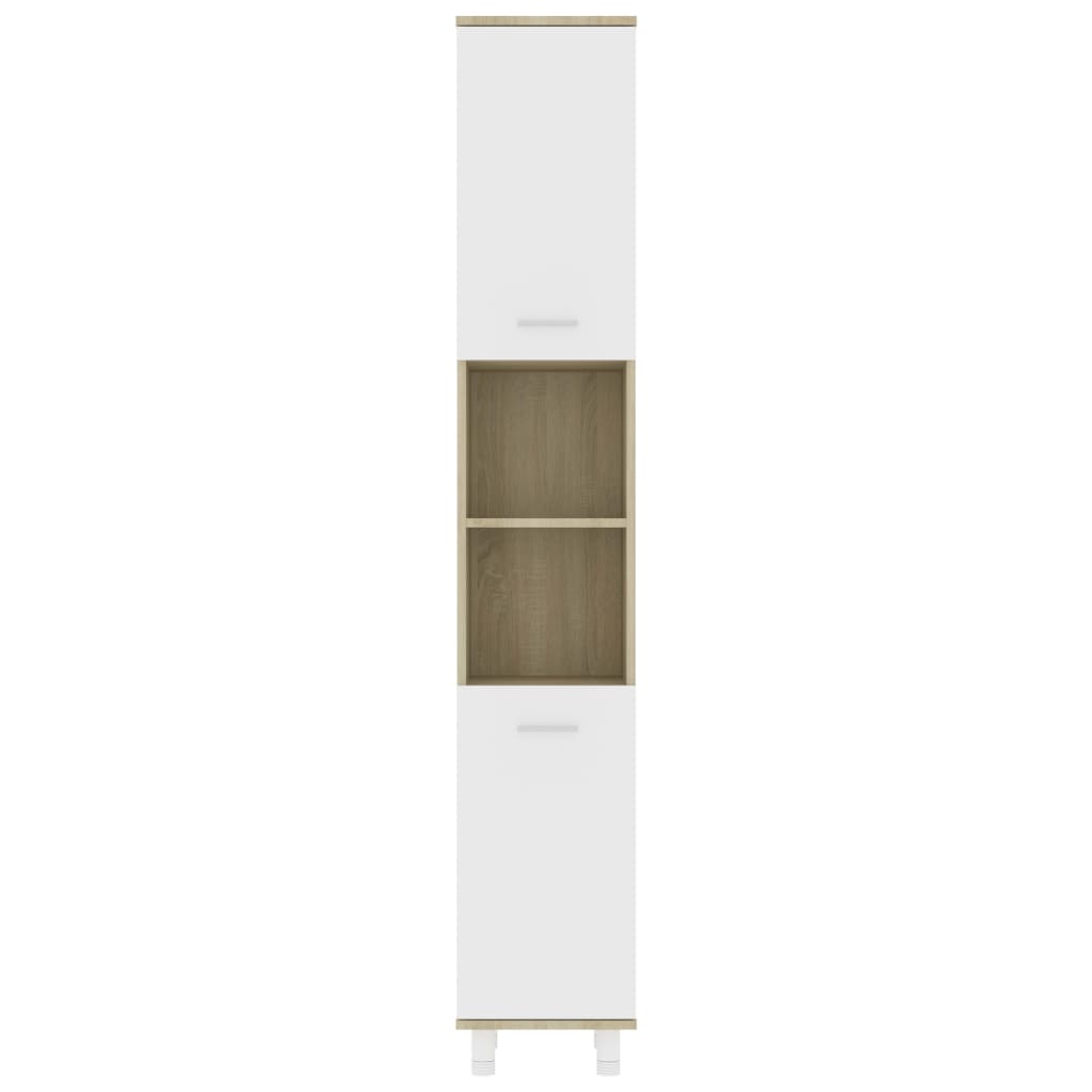 vidaXL Set mobilier baie, 3 piece, alb și stejar Sonoma, PAL