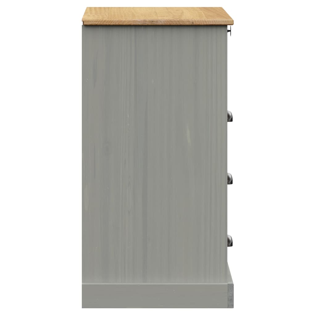 vidaXL Comodă cu sertare VIGO, gri, 80x40x76 cm, lemn masiv de pin