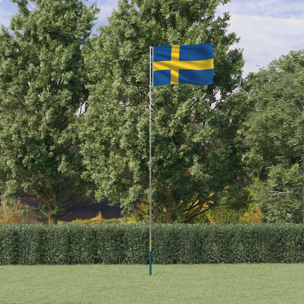 vidaXL Steag Suedia și stâlp din aluminiu, 5,55 m