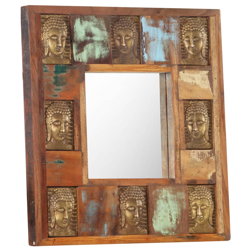 vidaXL Oglindă placare Buddha, 50 x 50 cm, lemn masiv reciclat