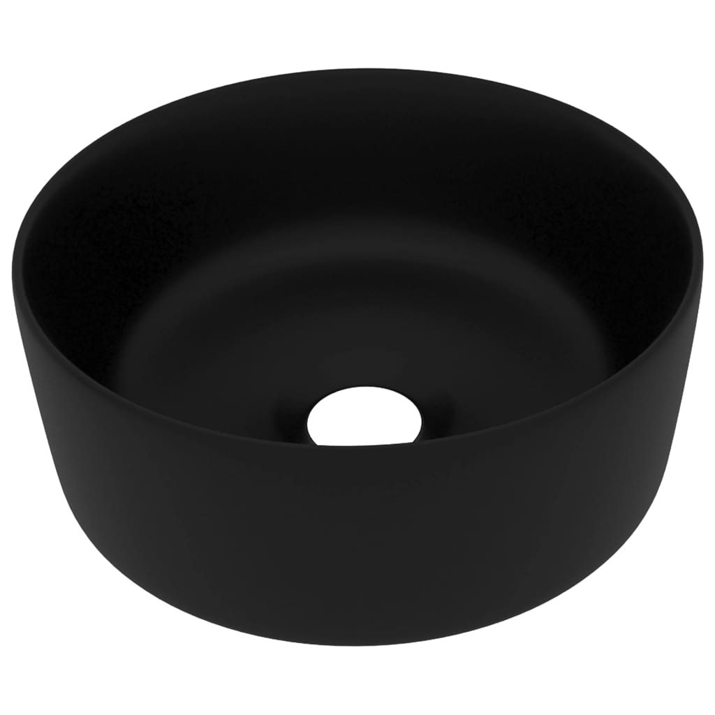vidaXL Chiuvetă baie lux, negru mat, 40x15 cm, ceramică, rotund
