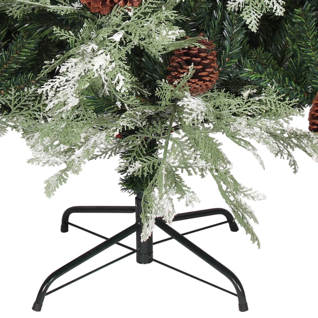 vidaXL Brad de Crăciun cu conuri de pin, verde/alb, 195 cm, PVC&PE