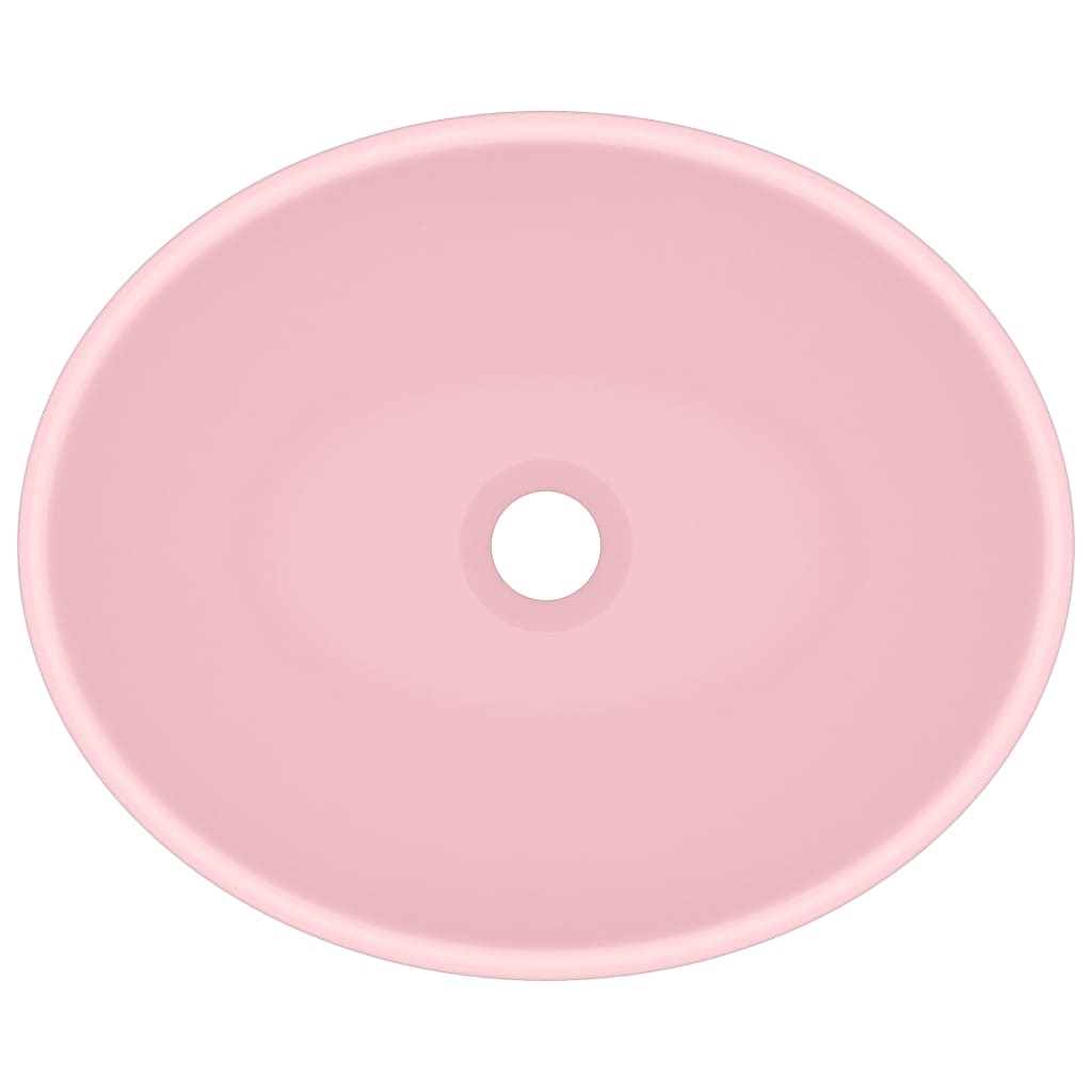 vidaXL Chiuvetă de lux, roz mat, 40 x 33 cm, ceramică, formă ovală