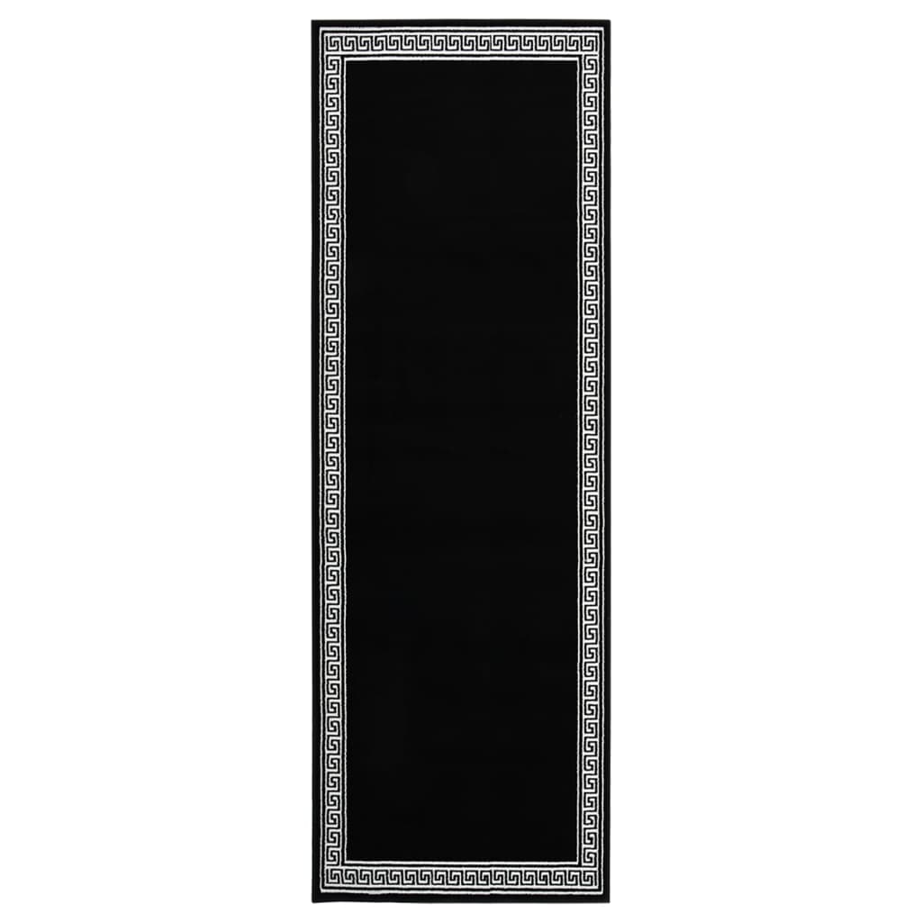 vidaXL Covor traversă, negru cu motiv, 100x350 cm, BCF