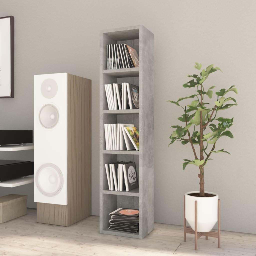 vidaXL Dulap pentru CD-uri, gri beton, 21x16x93,5 cm, PAL