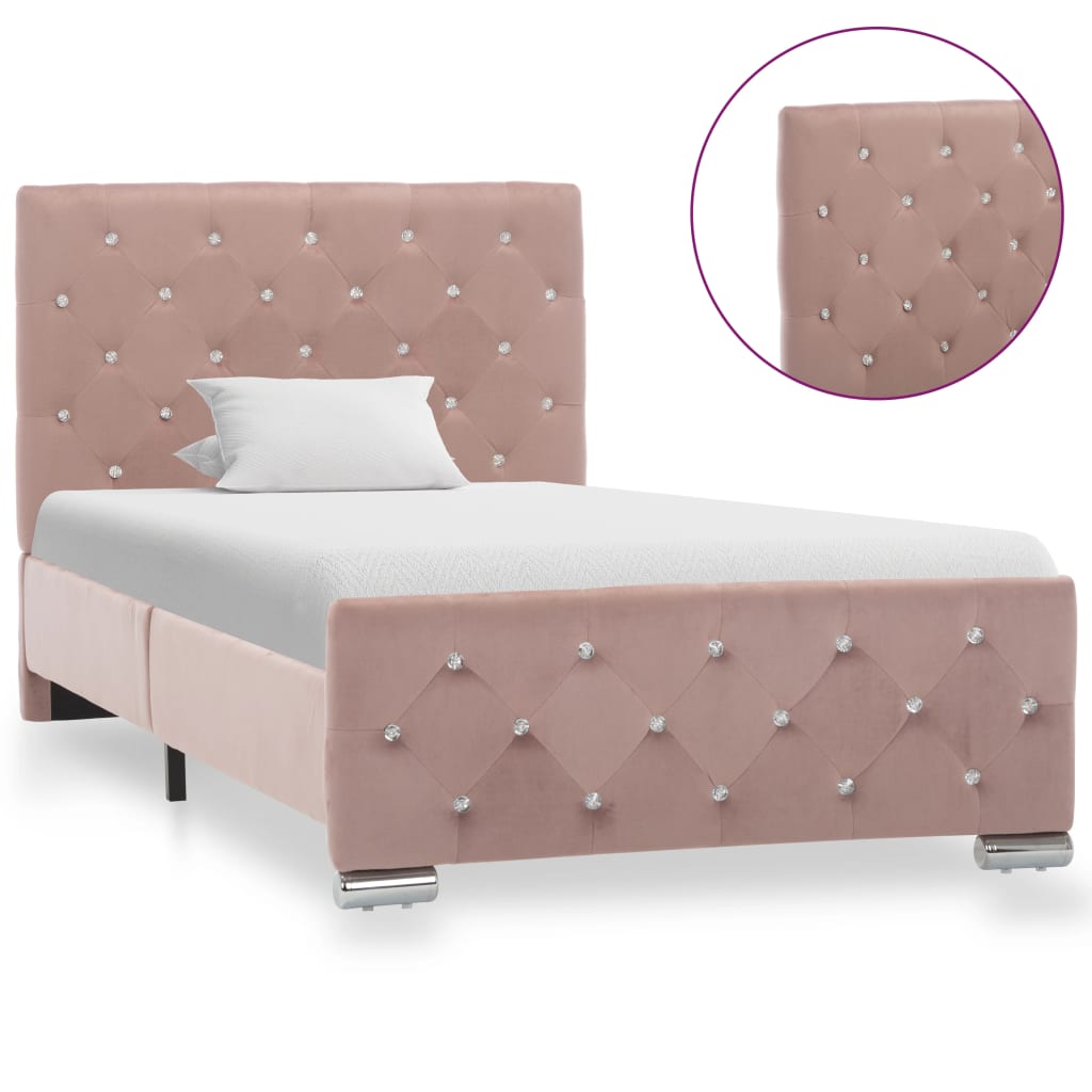 vidaXL Cadru de pat, roz, 90 x 200 cm, catifea