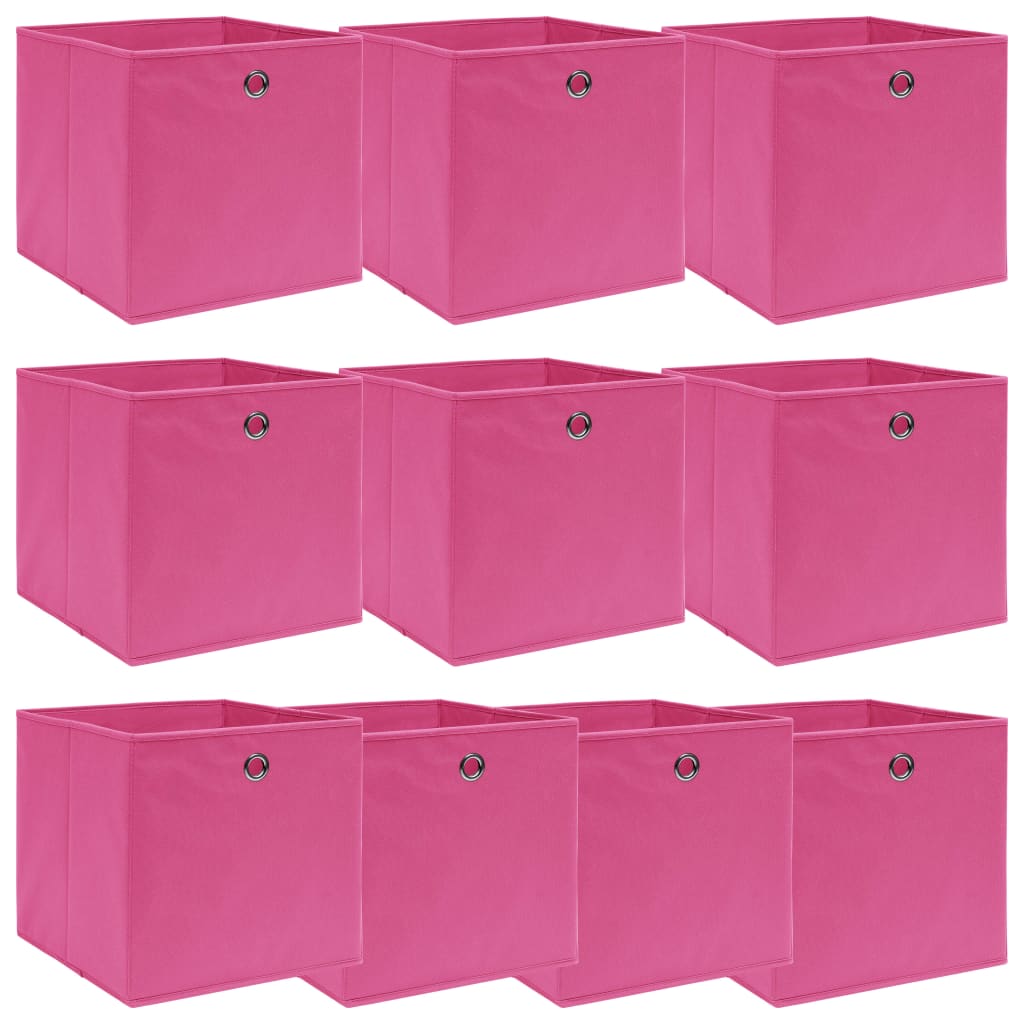 vidaXL Cutii depozitare, 10 buc., roz, 32x32x32 cm, textil