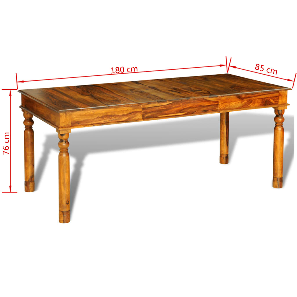vidaXL Masă de bucătărie, lemn masiv de sheesham, 180 x 85 x 76 cm