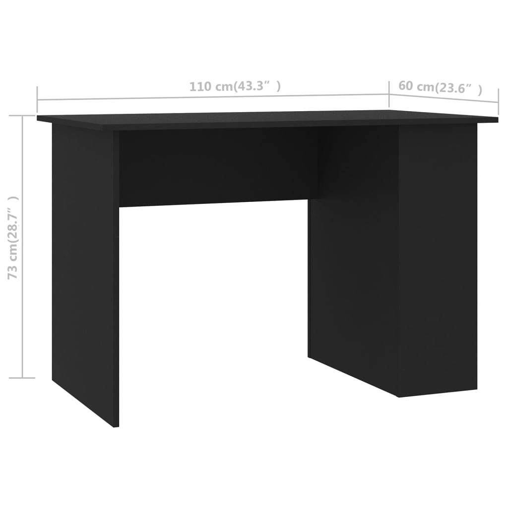 vidaXL Birou, negru, 110 x 60 x 73 cm, lemn prelucrat