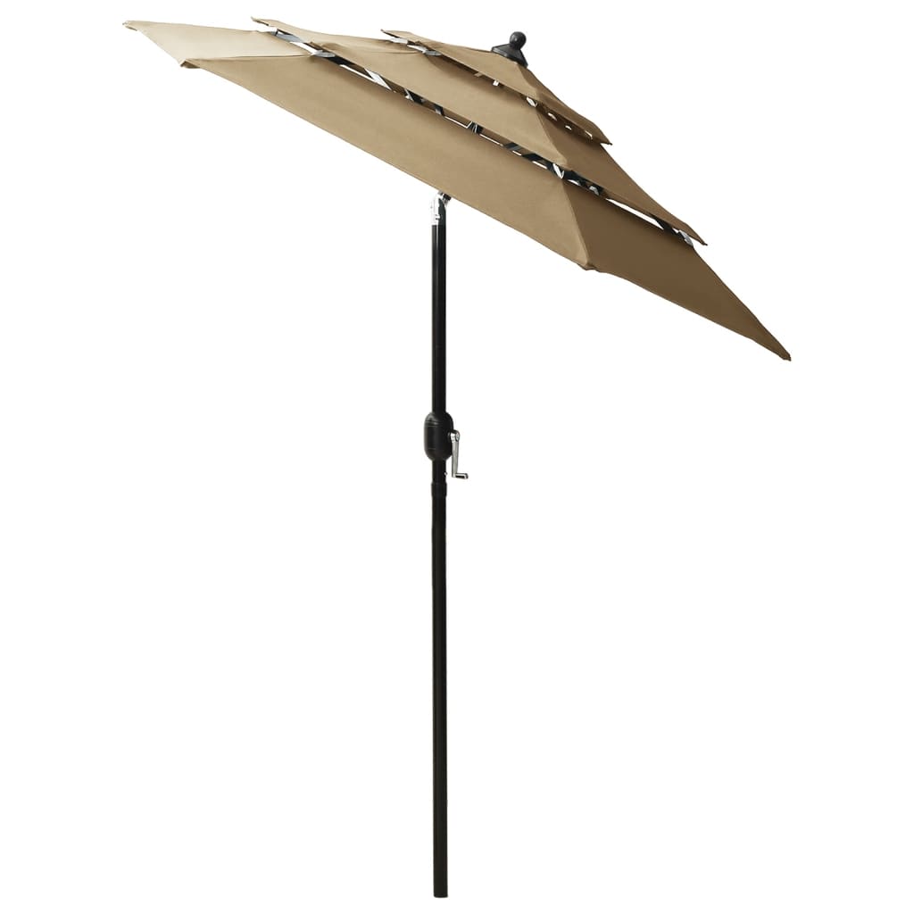 vidaXL Umbrelă de soare 3 niveluri, stâlp aluminiu, gri taupe, 2 m