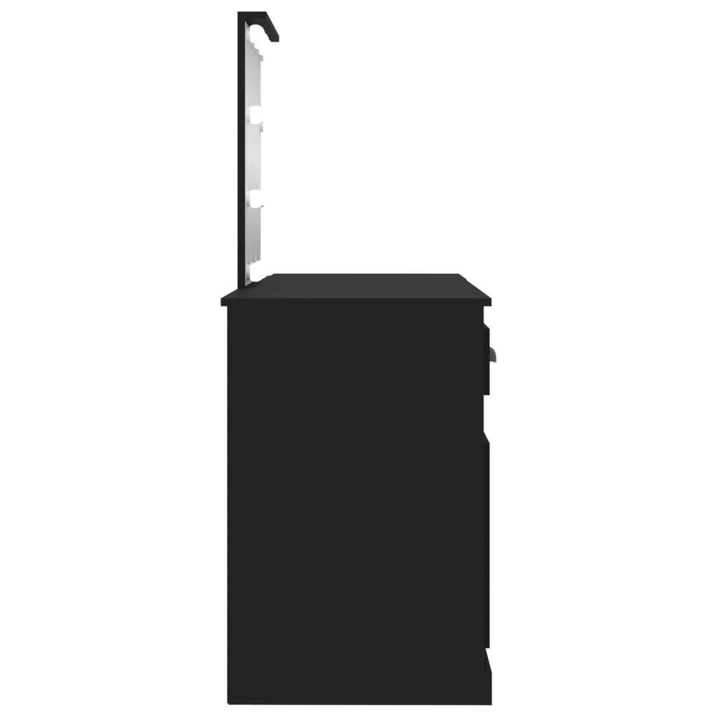 vidaXL Masă de toaletă cu LED, negru, 130x50x132,5 cm