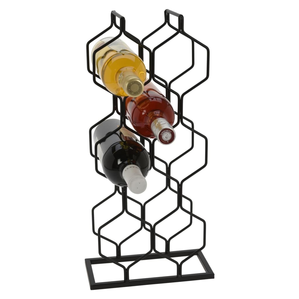 H&S Collection Raft pentru 8 sticle de vin, negru, metal