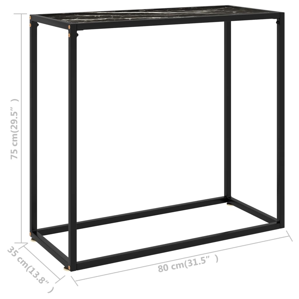 vidaXL Masă consolă, negru, 80x35x75 cm, sticlă securizată