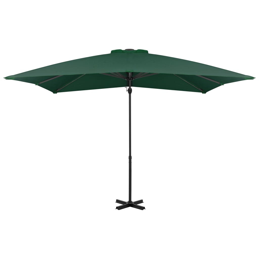 vidaXL Umbrelă suspendată cu stâlp din aluminiu, verde, 250x250 cm