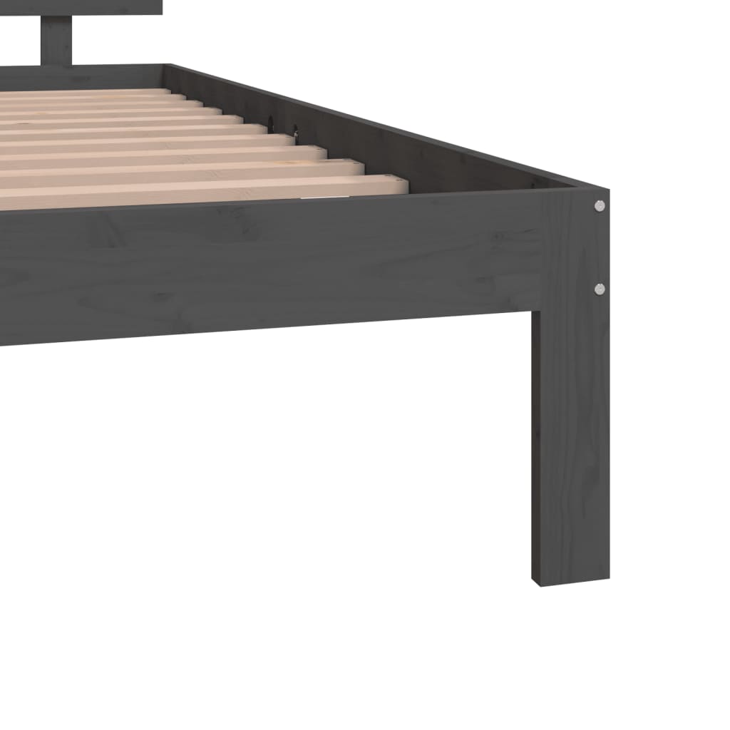 vidaXL Cadru de pat mic dublu, gri, 120x190 cm, lemn masiv
