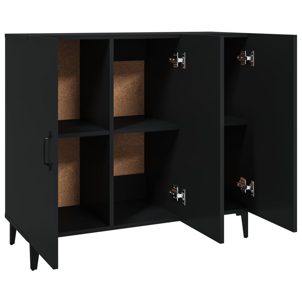 vidaXL Servantă, negru, 90x34x80 cm, lemn compozit