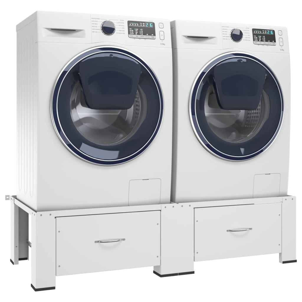 vidaXL Suport dublu pentru mașina de spălat/uscător, cu sertare, alb