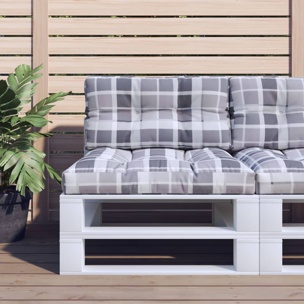 vidaXL Pernă pentru canapea din paleți, gri, 70x40x12 cm model carouri
