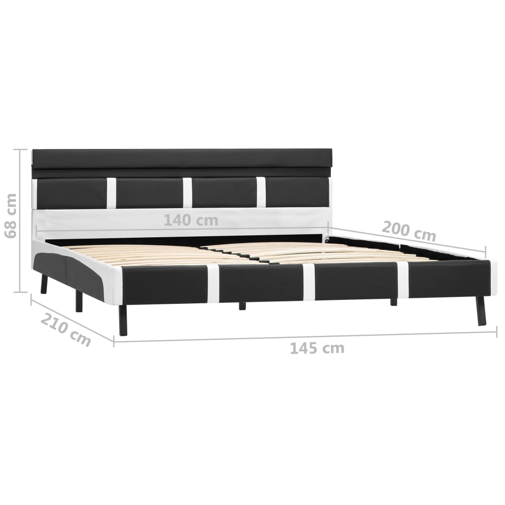 vidaXL Cadru de pat cu LED, gri, 140 x 200 cm, piele artificială