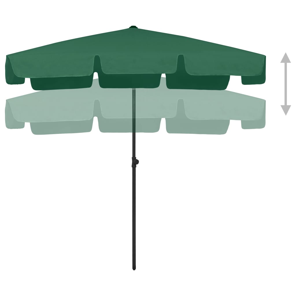 vidaXL Umbrelă de plajă, verde, 200x125 cm
