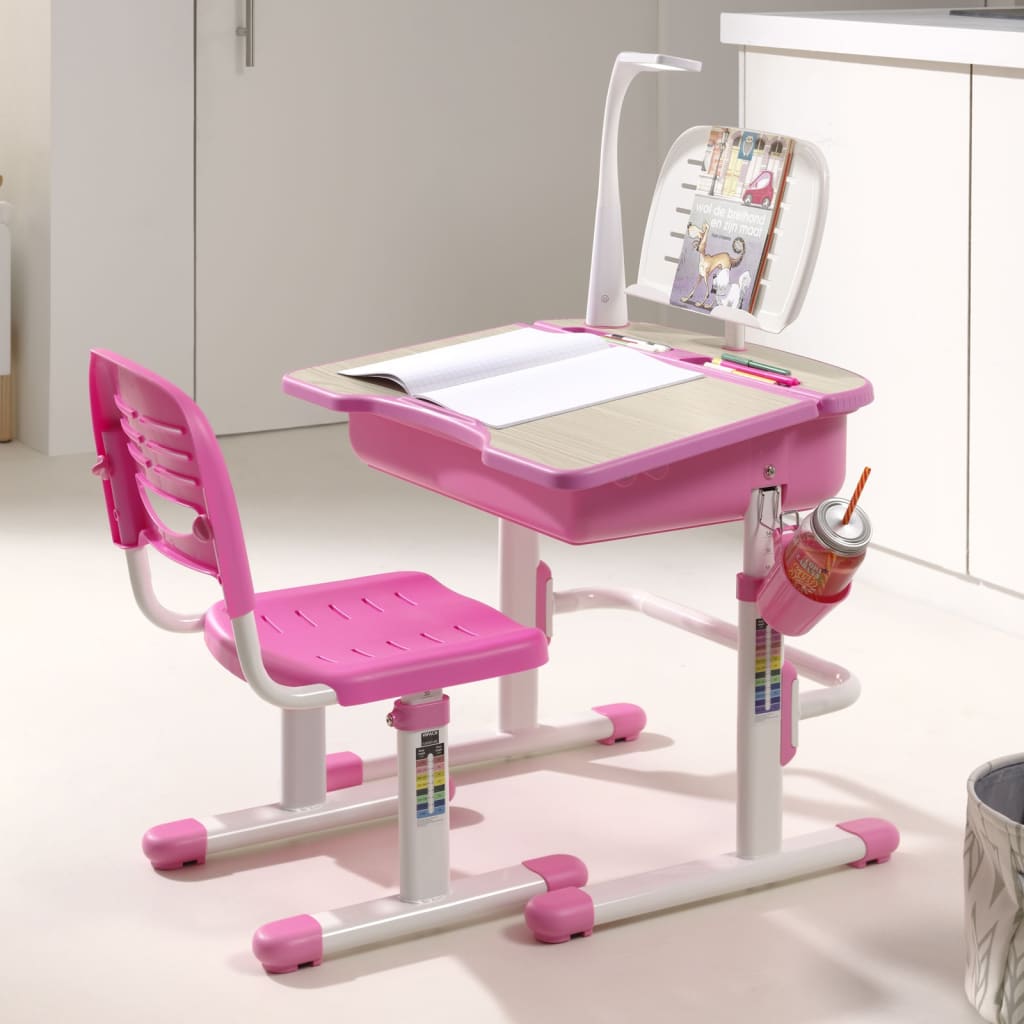 Vipack Birou reglabil pentru copii „Comfortline 301” cu scaun, roz/alb