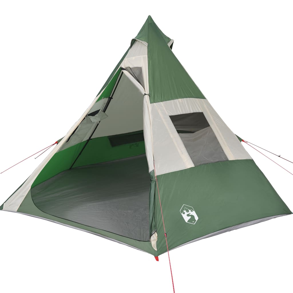 vidaXL Cort de camping tipi pentru 7 persoane, verde, impermeabil