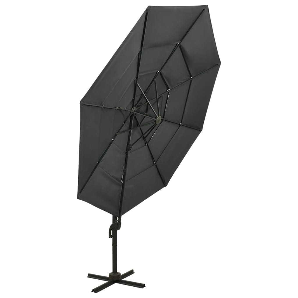 vidaXL Umbrelă de soare 4 niveluri, stâlp de aluminiu, antracit, 3x3 m
