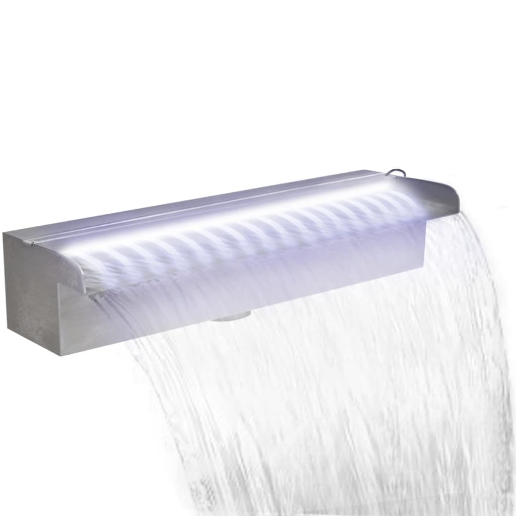 vidaXL Fântână piscină dreptunghiulară LED-uri 45 cm oțel inoxidabil