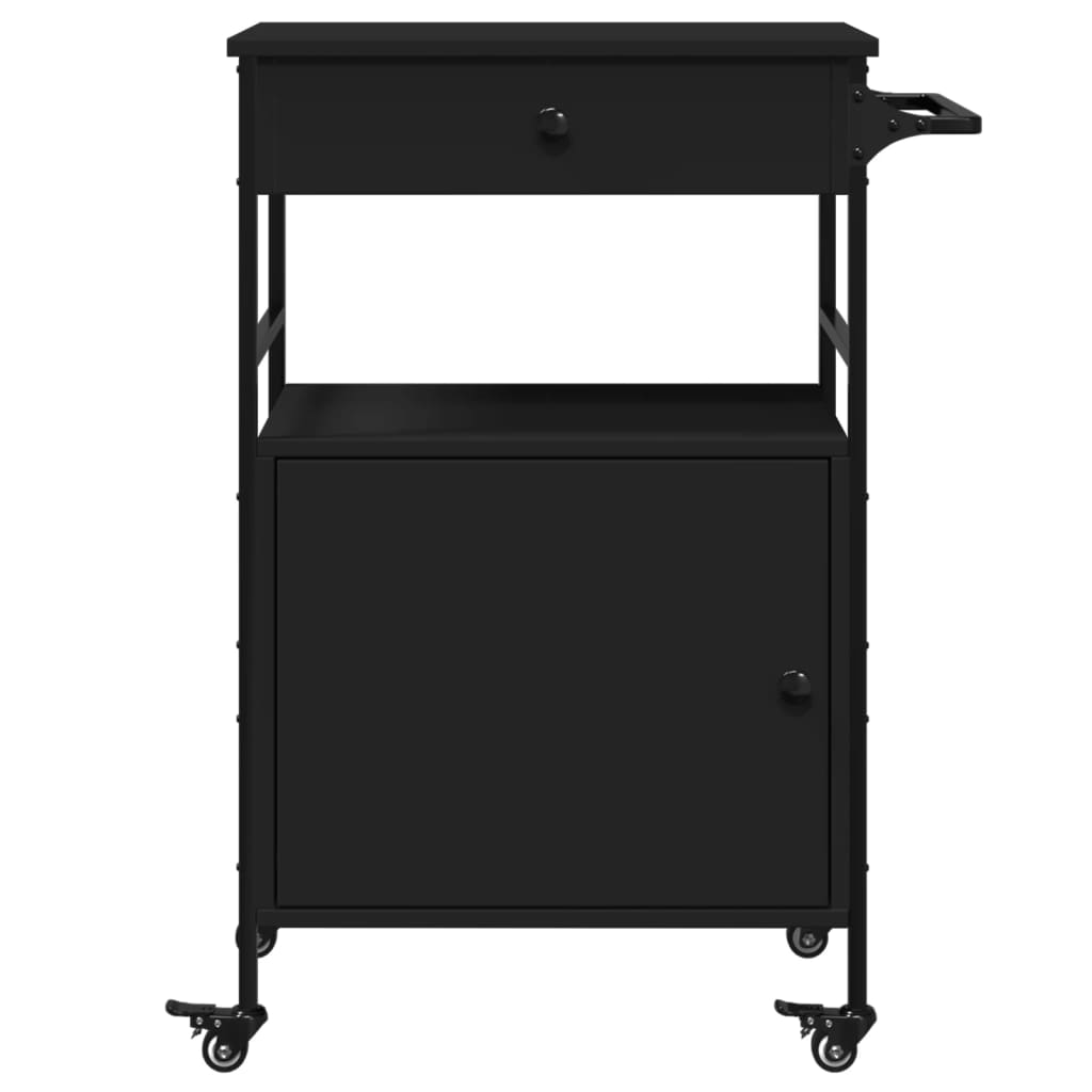 vidaXL Cărucior de bucătărie, negru, 56x43x89,5 cm, lemn prelucrat
