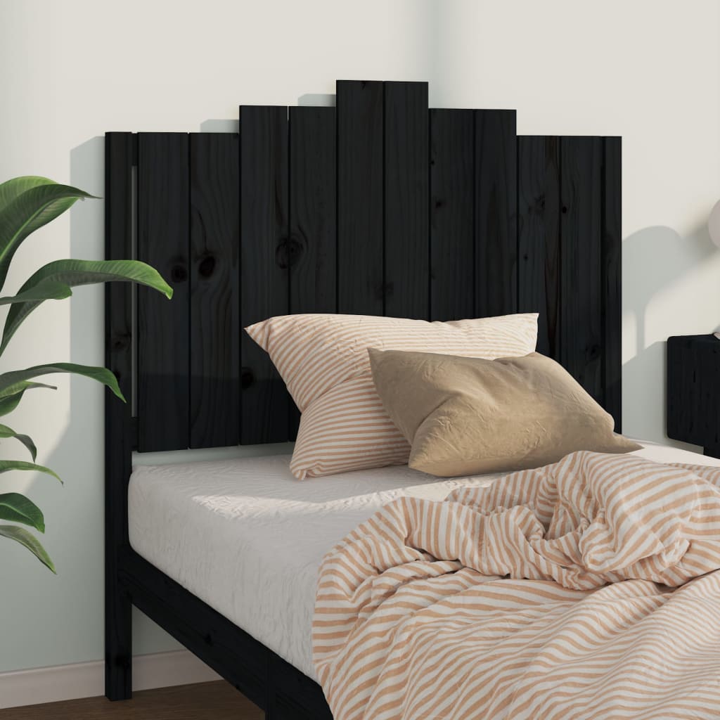 vidaXL Tăblie de pat, negru, 106x4x110 cm, lemn masiv de pin