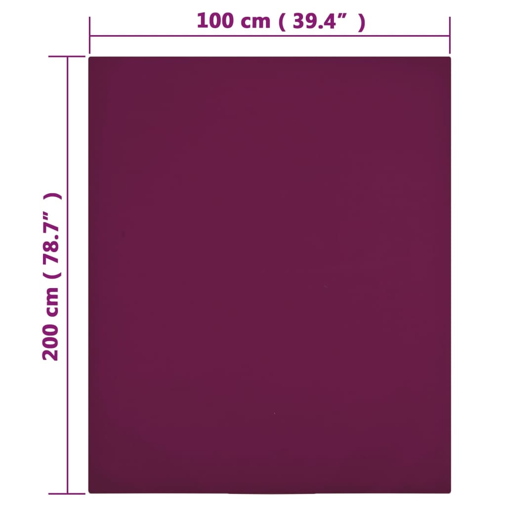 vidaXL Cearșaf de pat cu elastic, bordo, 100x200 cm, bumbac