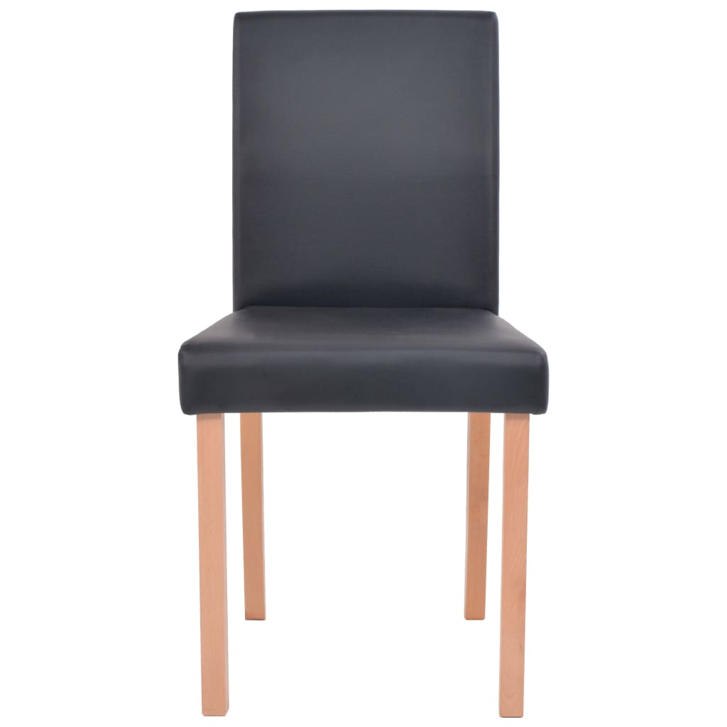 vidaXL Masă și scaune, 5 piese, negru, stejar, piele artificială
