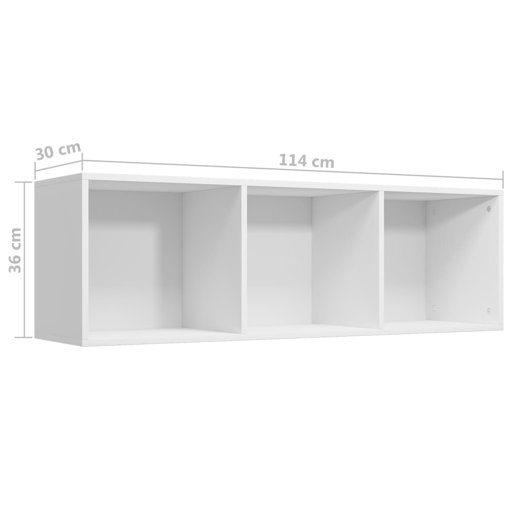 vidaXL Bibliotecă/Comodă TV, alb, 36x30x114 cm, PAL