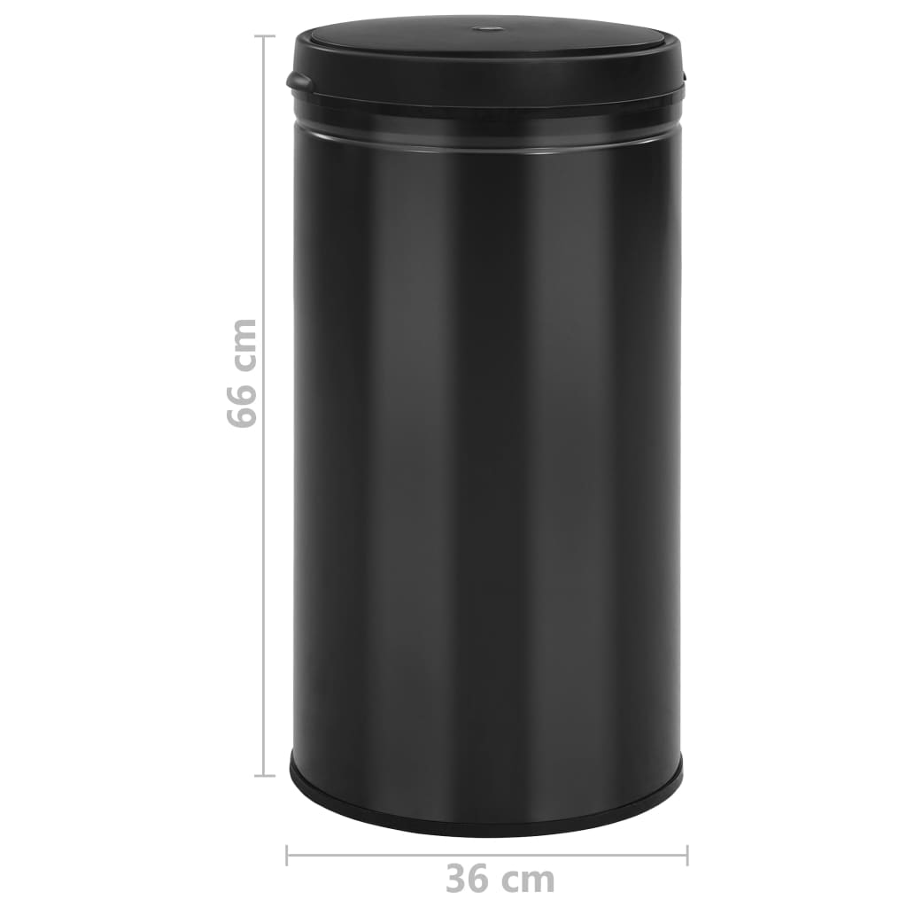 vidaXL Coș de gunoi automat cu senzor, 60 L, negru, oțel carbon