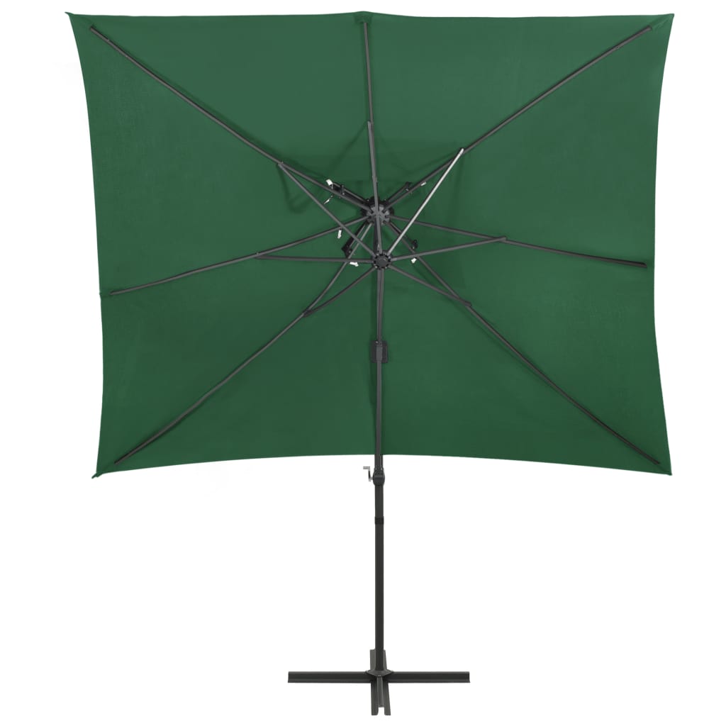 vidaXL Umbrelă suspendată cu înveliș dublu, verde, 250x250 cm