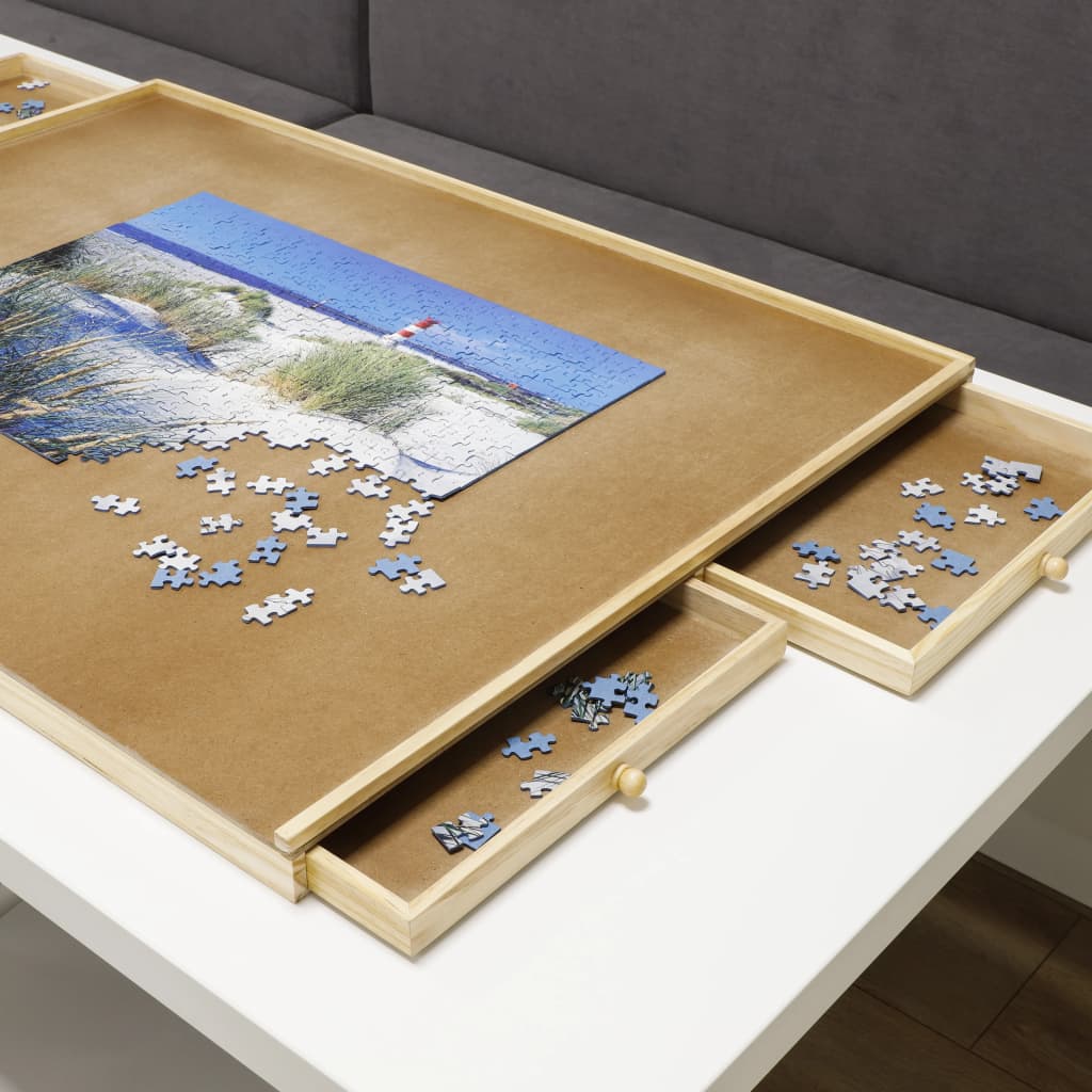 HI Masă de puzzle cu 4 sertare, 76x57x4,5 cm, lemn